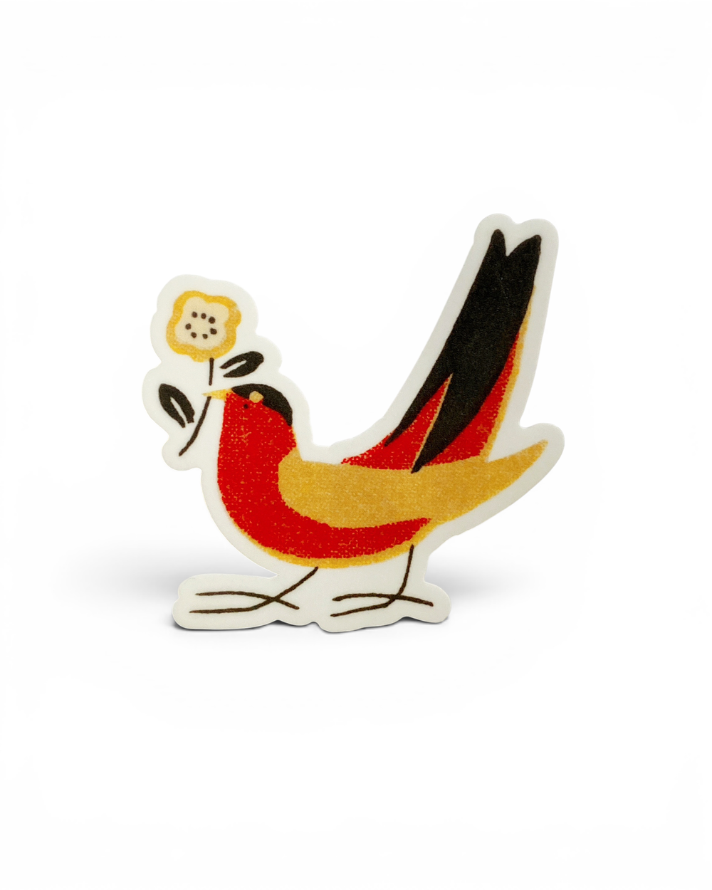 Decorative bird with a flower on a white background