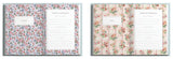 Two floral patterned planners side by side on a white background
