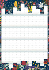 A 2027 monthly calendar with a floral border design. The calendar features a white grid layout with days of the week labeled from JAN to DEC under headers for each month.