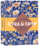 Pack of notecards with floral and mushroom design on a blue background