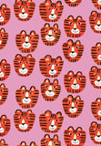 Colourful wrapping paper by Min Pin - pink and red tigers