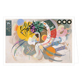 Abstract art piece with colorful geometric shapes on a white background