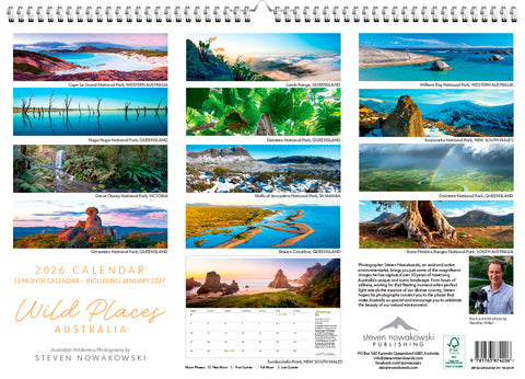 Wild Places Australia Large Wall Calendar 2026 - back cover