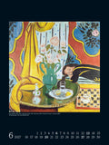Calendrier de l'artiste Matisse avec illustration de nature morte et décorations murales