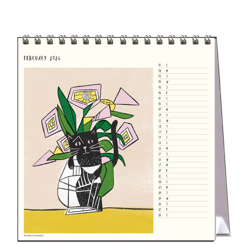 Niaski - Cat Artists Desk Calendar 2026 - open