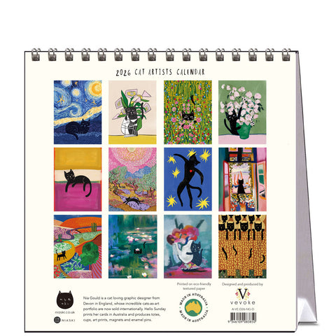 Niaski - Cat Artists Desk Calendar 2026 - back