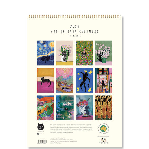 Niaski - Cat Artists Medium Wall Calendar 2026 - back