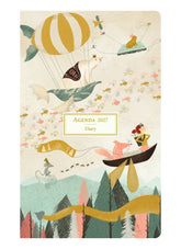 Diary cover with colorful illustration of animals and hot air balloons, titled 'Agenda 2027'.