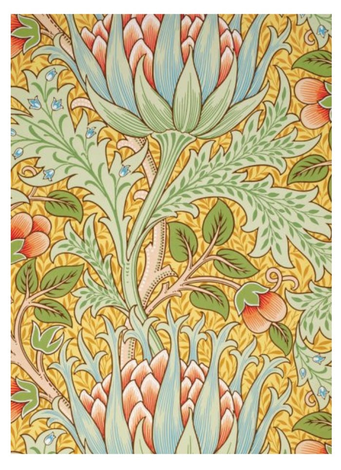 Artichoke wrapping paper by J.H. Dearle of the William Morris studio, from the V and A Museum of London.