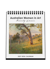 2027 desk calendar titled 'Australian Women in Art' with a painting of a landscape on the cover.