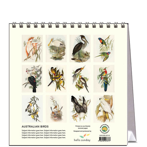 Birds - John Gould Desk Calendar 2025 - back