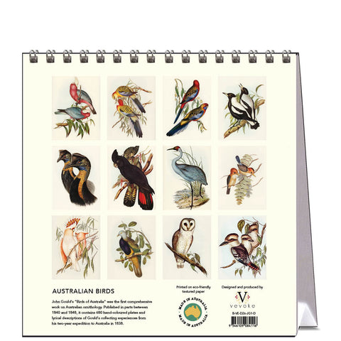 Australian Birds - John Gould Desk Calendar 2026 - back