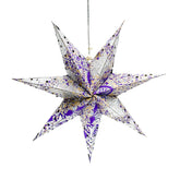 Silver and purple glitter paper star decoration