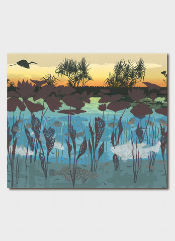 Angela Newberry art card - Sunset at Mary River