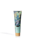Tube of handcream with a colorful label on a white background