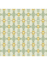 Patterned paper with green and yellow design on a white background