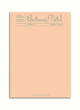 Notepad with 'Bertram's Hotel' branding on a white background