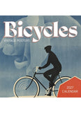 Calendar cover with vintage-style illustration of a cyclist and text 'Bicycles Vintage Posters 2027 Calendar'.
