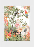 Canvas print with tropical birds and flowers on a white background