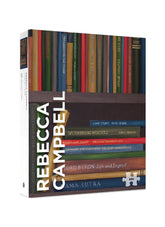 Bookshelf puzzle cover with various books on a white background