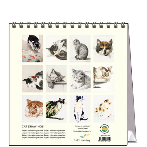 Cat Drawings Desk Calendar 2025 - back