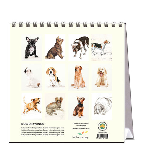 Dog Drawings Desk Calendar 2025 - back