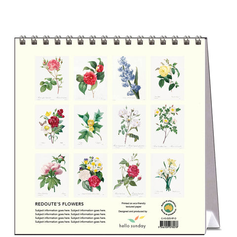 Redoute's Flowers Desk Calendar 2025 - back