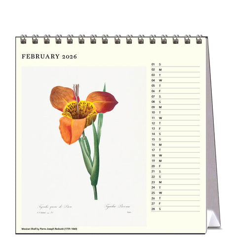 Redoute's Flowers Desk Calendar 2026 - month