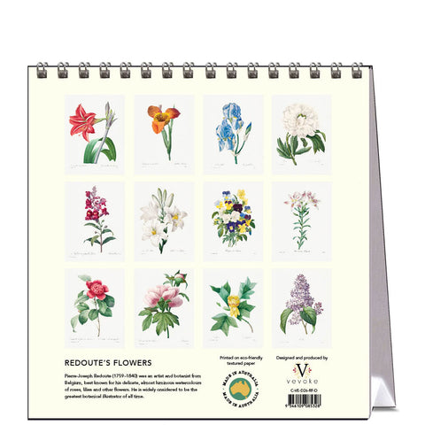 Redoute's Flowers Desk Calendar 2026 - back