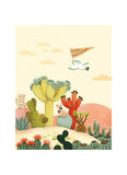Colourful cactus on pink hills