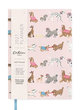 Front cover of Cath Kidston diary with dogs on a pink background