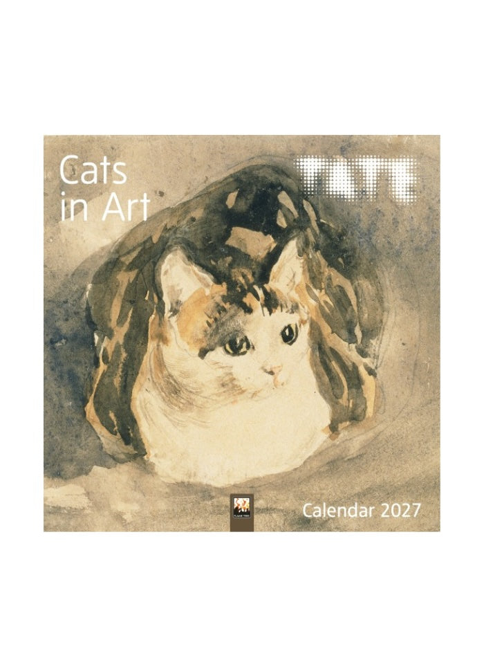 Calendar cover featuring a painting of a cat with 'Cats in Art' text.