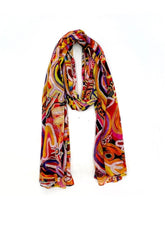 Colorful scarf with abstract pattern on a white background