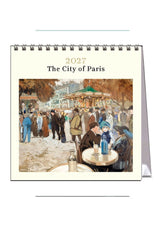Calendar cover for 2027 titled 'The City of Paris' with a vintage-style illustration of a street scene.
