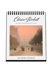 2027 desk calendar by Clarice Beckett with a painting of a street scene on the cover.