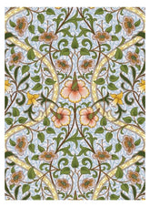 Decorative floral pattern with flowers and leaves on a light blue background