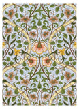 Decorative floral pattern with flowers and leaves on a light blue background