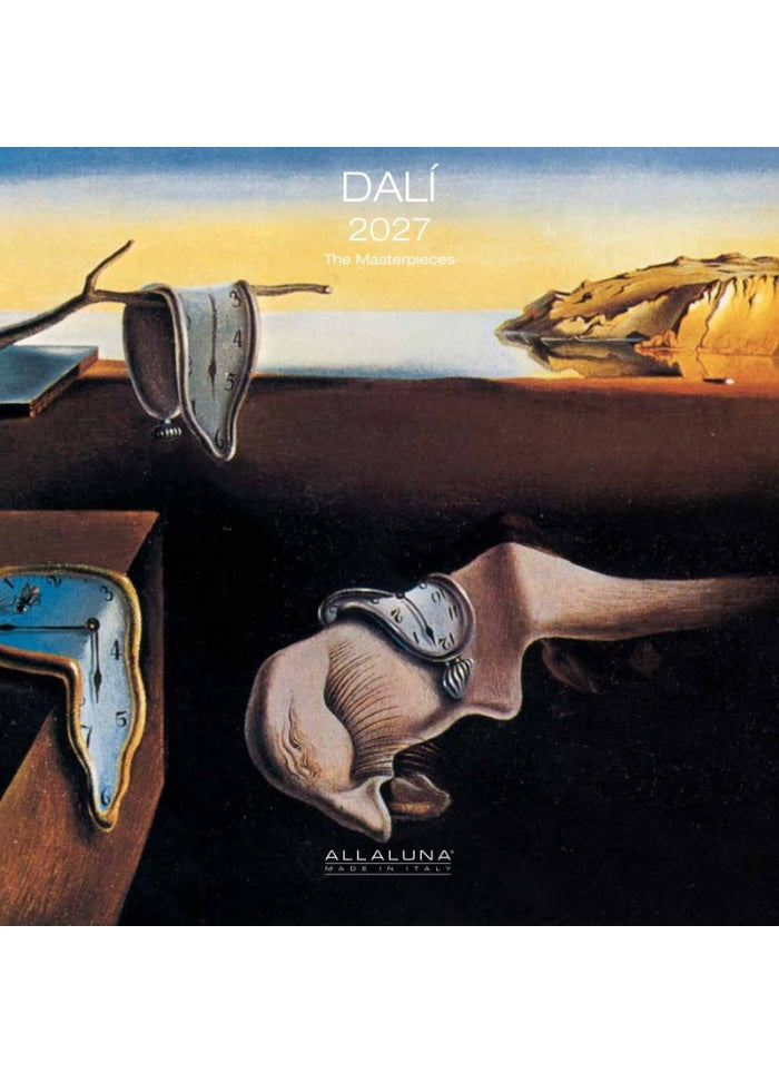 Dali 2027 calendar with surrealistic artwork featuring a ship and landscape.