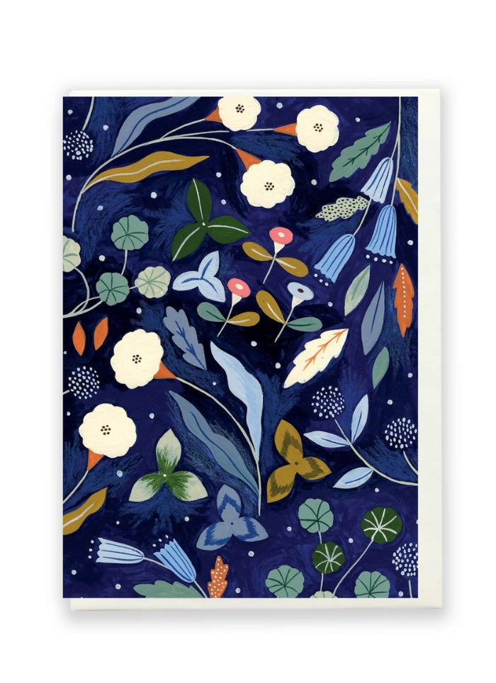 Flora Waycott Dark Blue Garden card