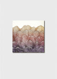 Abstract art print of wavy, multicolored patterns on a white background