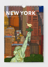 Calendar cover with illustration of the Statue of Liberty and New York cityscape, featuring the text 'New York' and '2027'.