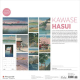 Back cover of a book or magazine featuring artwork by Kawase Hasui with scenic illustrations.