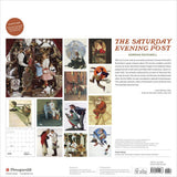 Back cover of calendar featuring Norman Rockwell illustrations with text about 'The Saturday Evening Post'.