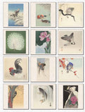 Collection of Japanese woodblock prints featuring various subjects.