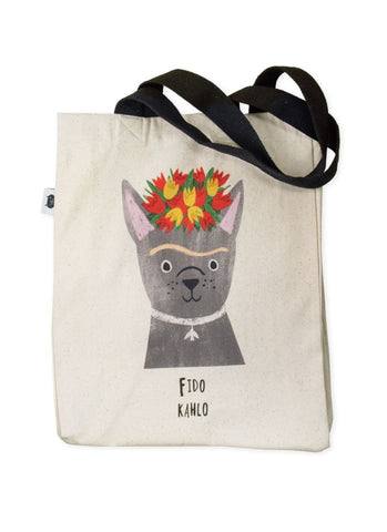 Fido Kahlo tote bag by Niaski.
