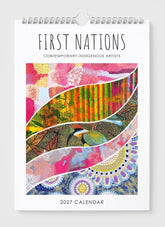 2027 calendar with colorful abstract design and 'First Nations' text on a white background