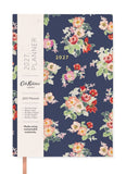 Front cover of Cath Kidston diary with nave background and pink and red roses.