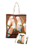Foldable cotton bag with artwork by Kathleen Buzzacott - Galahs