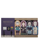 Packaging of Museum Collection art page flags with illustrated figures and artwork on a white background.