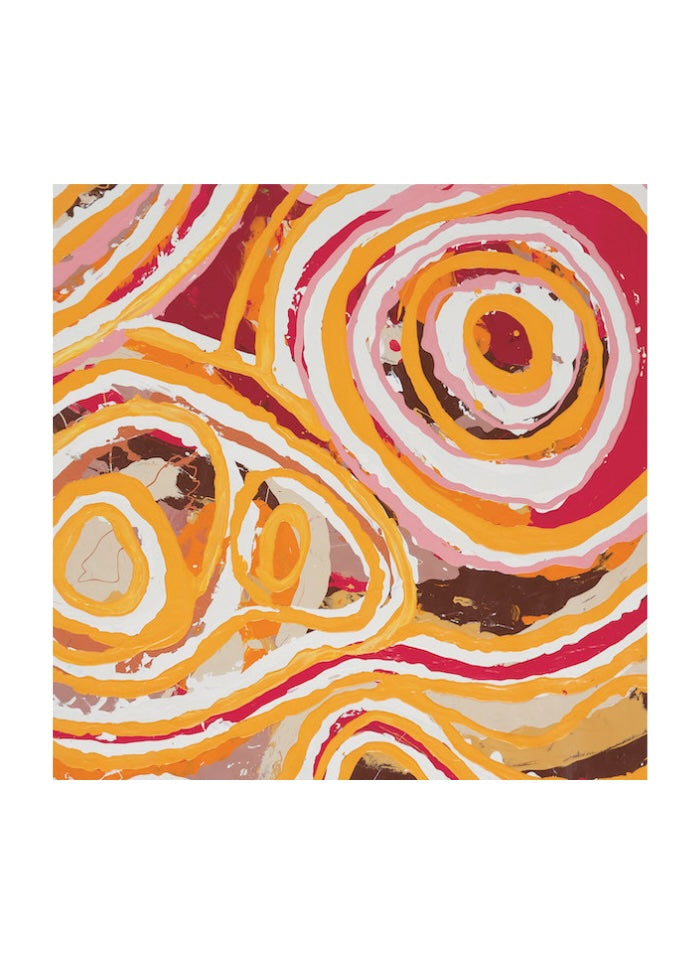 Gorges Above art card with artwork by Miles, of the Eora/Gadigal people
